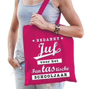 Bellatio Cadeautas Bedankt JUF voor het fanTAStische schooljaar fuchsia Roze