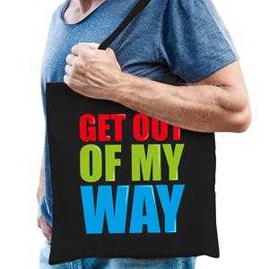 Bellatio Get out of my way cadeau tas zwart voor heren cadeau katoenen tas Zwart