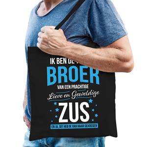 Bellatio Trotse broer / zus cadeau tas Zwart