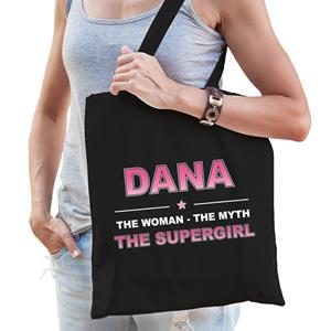 Bellatio Naam cadeau Dana - The woman, The myth the supergirl katoenen tas - Boodschappentas verjaardag/ moeder/ collega/ vriendin - Feest Boodschappentassen