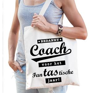 Bellatio Kadotas Bedankt coach voor het fanTAStische jaar! katoen naturel - cadeau voor coaches - Feest Boodschappentassen