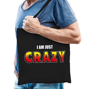 Bellatio I am just crazy katoenen tas Zwart