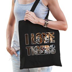 Bellatio I love tigers / tijgers tas Zwart