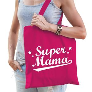 Bellatio Cadeau tas Super mama fuchsia Roze