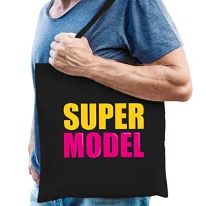 Bellatio Super model cadeau tas zwart voor heren cadeau katoenen tas Zwart