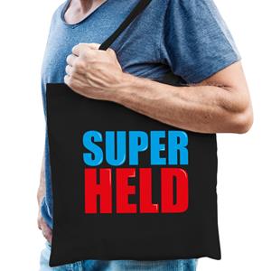 Bellatio Super held cadeau tas zwart voor heren cadeau katoenen tas Zwart