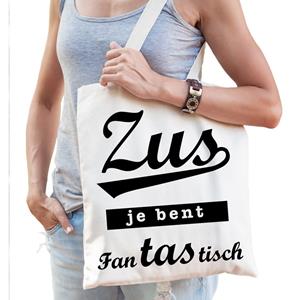 Bellatio Zus je bent fantastisch katoenen cadeau tas - kadotas voor een zus of schoonzus - Feest Boodschappentassen