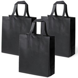 4x stuks draagtassen/schoudertassen/boodschappentassen in de kleur Zwart