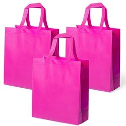 4x stuks draagtassen/schoudertassen/boodschappentassen in de kleur fuchsia Roze
