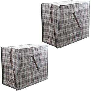 Cosy & Trendy opbergtas/hoes voor kussen/deken - 2 st - zwart - 55 x 30 x 50 cm - Boodschappentassen