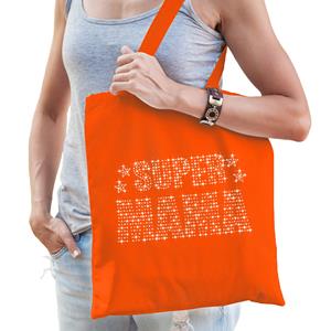 Bellatio Glitter Super Mama katoenen tas Oranje