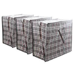 Cosy & Trendy Multipak van 3x stuks mega/jumbo/XXL boodschappentas/shopper zwart geruit 55 x 30 cm van kunststof - Boodschappen tassen - Boodschappentassen