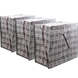 Cosy & Trendy Multipak van 3x stuks mega/jumbo/XXL boodschappentas/shopper antraciet geruit 65 x 30 cm van kunstst - Boodschappentasse