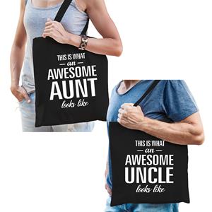 Bellatio Awesome Aunt en Uncle tasje Zwart