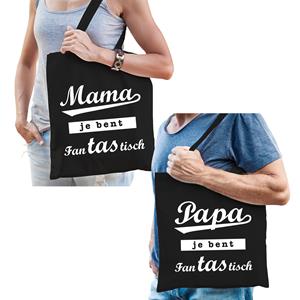 Bellatio Mama en Papa je bent fanTAStisch tasje Zwart