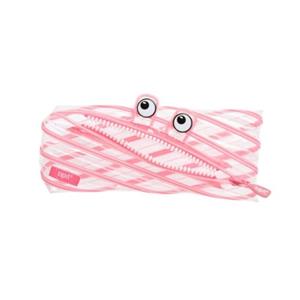 Paagman Zipit monster etui transparant, formaat 22 x 10 cm., kleur roze