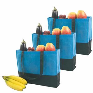Set van 3x stuks blauwe boodschappentassen x 29 x 10 cm -