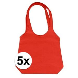 5 x Rode opvouwbare tassen/shopper -