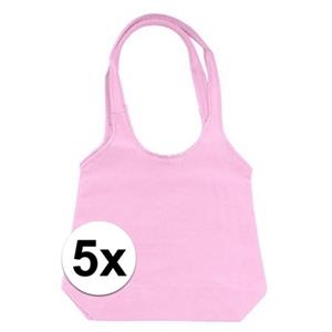5 x Roze opvouwbare tassen/shoppers -