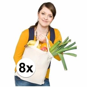 Bella 8x Katoenen boodschappen tassen naturel -