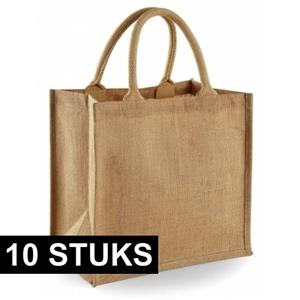 Westford Mill 10x Jute boodschappentassen/shoppers 30 x 30 x 19 cm -