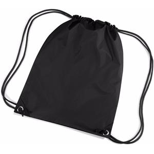 Bagbase 2x stuks zwarte nylon gymtas/ gymtasjes met rijgkoord 45 x cm -