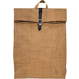 Rucksack Exacompta Eterneco, in Lederoptik, für Laptops bis 14", Dokumente bis DIN A4, B 320 x T 130 x H 430 mm, Papier, braun