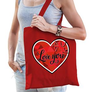 Bellatio Cadeau tasje valentijn - Love you - Rood