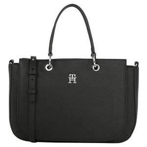 TOMMY HILFIGER, Handtasche Th Emblem Satchel Sp23 in schwarz, Henkeltaschen für Damen