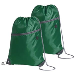 Sport gymtas/rugtas/draagtas - 2x - groen met rijgkoord x 44 cm van polyester -