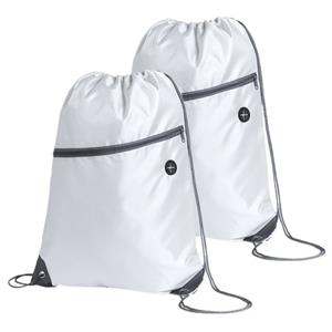 Sport gymtas/rugtas/draagtas - 2x - wit met rijgkoord x 44 cm van polyester -