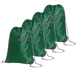 Sport gymtas/rugtas/draagtas - 4x - groen met rijgkoord x 44 cm van polyester -