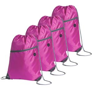 Sport gymtas/rugtas/draagtas - 4x - roze met rijgkoord x 44 cm van polyester -