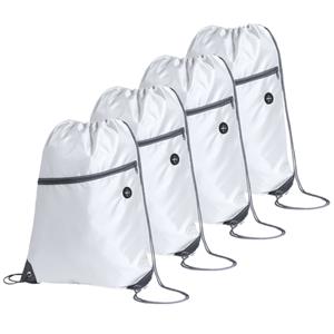 Sport gymtas/rugtas/draagtas - 4x - wit met rijgkoord x 44 cm van polyester -