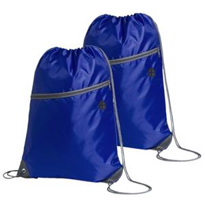 Sport gymtas/rugtas/draagtas - 2x - blauw met rijgkoord x 44 cm van polyester -