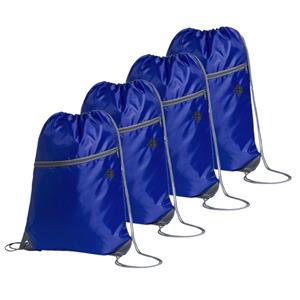 Sport gymtas/rugtas/draagtas - 4x - blauw met rijgkoord x 44 cm van polyester -