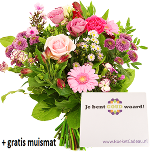 Boeketcadeau Roze boeket
+ muismat