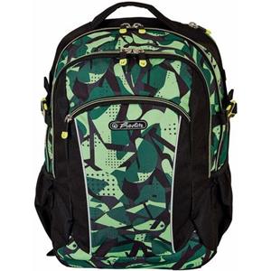 Herlitz Schulrucksack "Ultimate, Camo", Floureszierende Flächen-reflektierende Streifen auf den Schultergurten, enthält recyceltes Material (Global Recycled Standard)