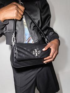 Tory Burch Kira schoudertas met chevron streep - Zwart