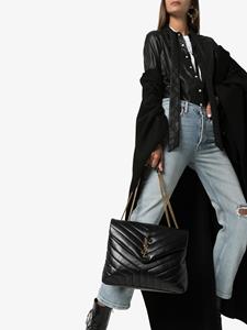 Saint Laurent Gevoerde schoudertas - Zwart