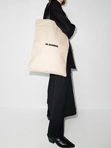 Jil Sander Shopper met logoprint - Beige