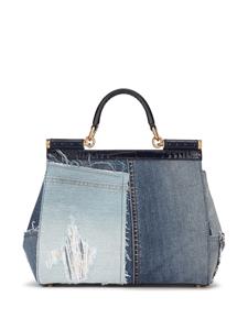 Dolce & Gabbana Sicily grote denim schoudertas met patchwork - Blauw