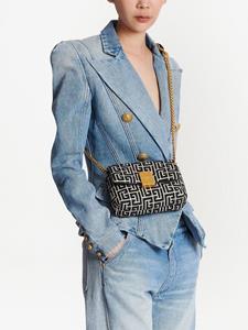 Balmain 1945 schoudertas met monogram jacquard - Zwart