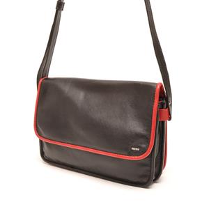 Berba leren Schoudertas Soft Zwart-Rood