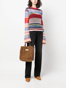 Marni logo-patch shearling tote bag - Bruin