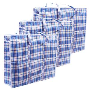 DID 3x stuks wastas/boodschappentas/opbergtas blauw print 100 x 70 x 30 cm -