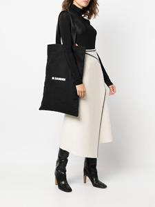 Jil Sander Shopper met logoprint - Zwart