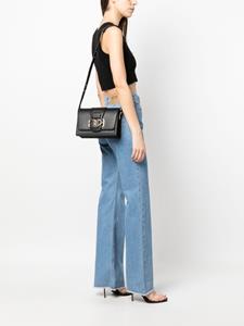 Love Moschino heart-plaque foldover shoulder bag - Zwart