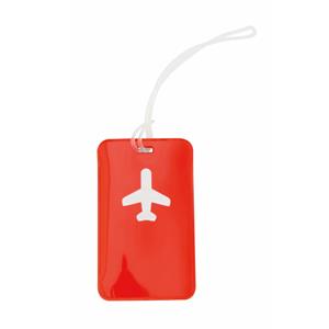 Kofferlabel van kunststof - rood - 11 x 7 cm - reiskoffer/handbagage labels -