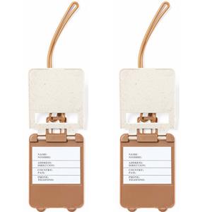 Kofferlabel van organisch eco tarwestro - 2x - wit - 10 x 5 cm - reiskoffer/handbagage labels -